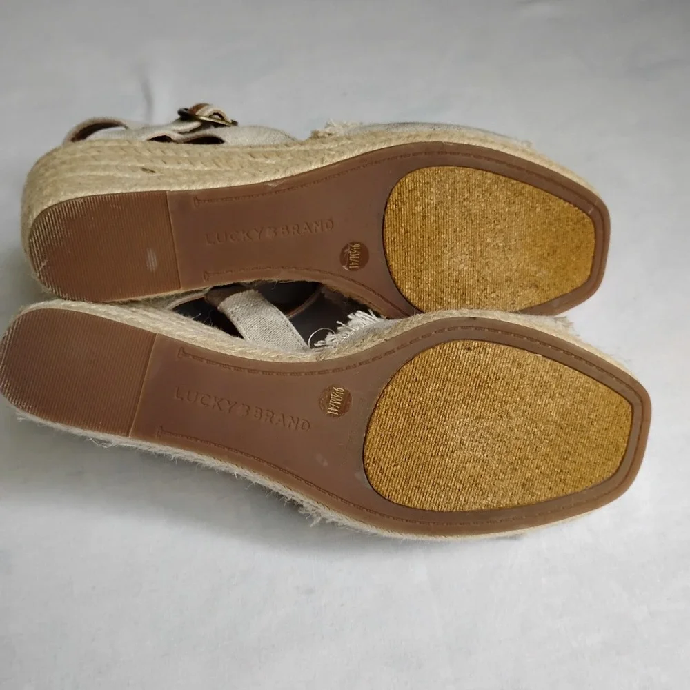 Lucky Brand Sandals 9.5 Mindra‎ Espadrille Wedge Beach Boho Resort